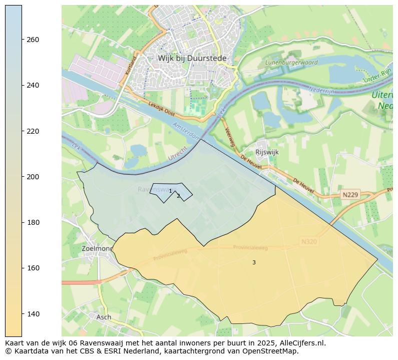 Afbeelding van de wijk Ravenswaaij op de kaart.