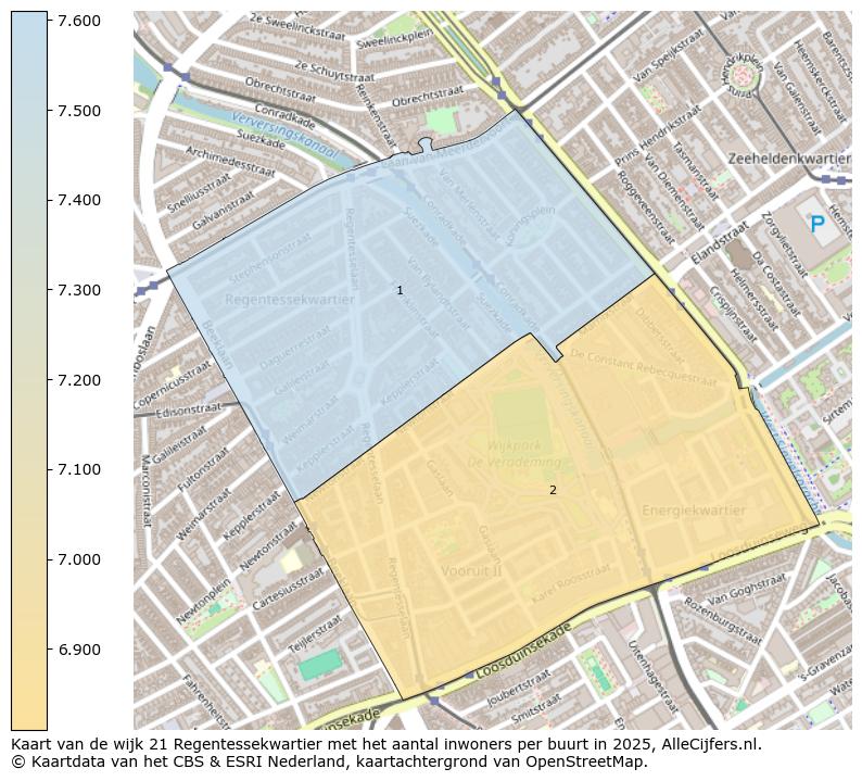 Afbeelding van de wijk Regentessekwartier op de kaart.
