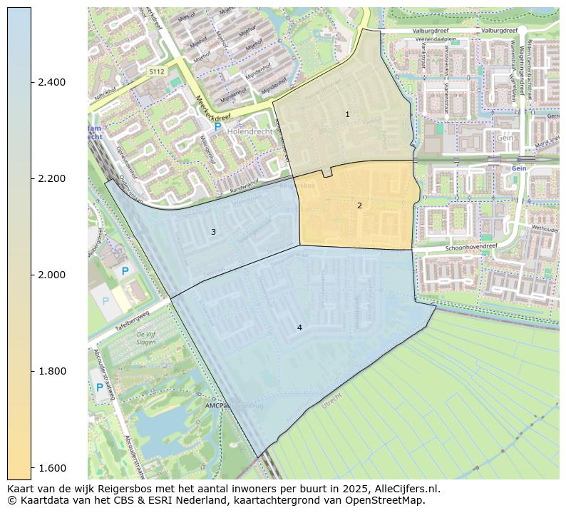 Afbeelding van de wijk Reigersbos op de kaart.