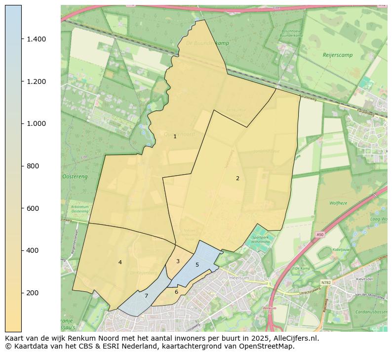 Afbeelding van de wijk Renkum Noord op de kaart.