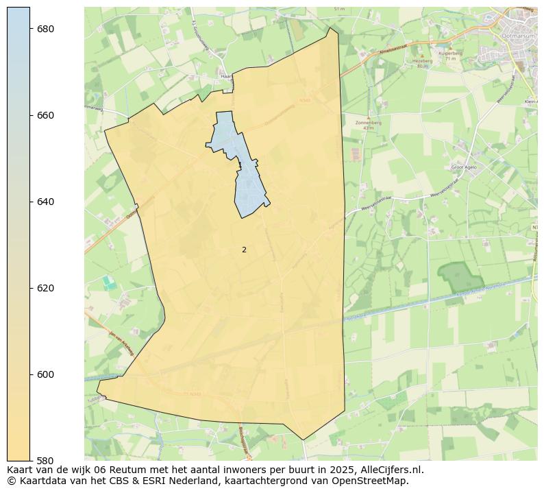 Afbeelding van de wijk Reutum op de kaart.