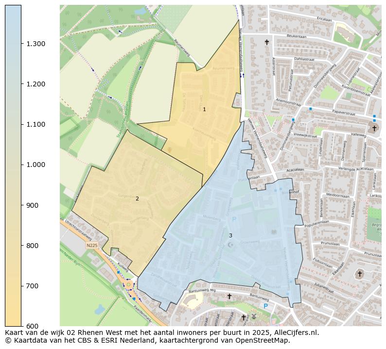 Afbeelding van de wijk Rhenen West op de kaart.
