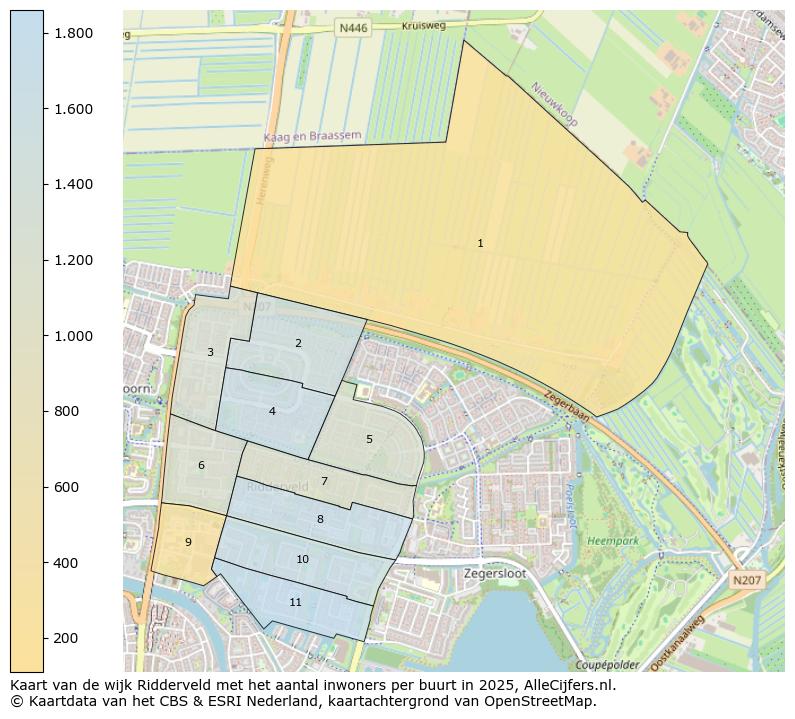 Afbeelding van de wijk Ridderveld op de kaart.