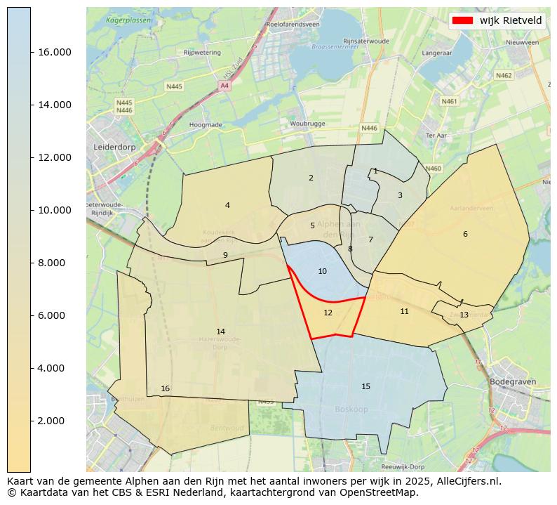 Afbeelding van de wijk Rietveld op de kaart.