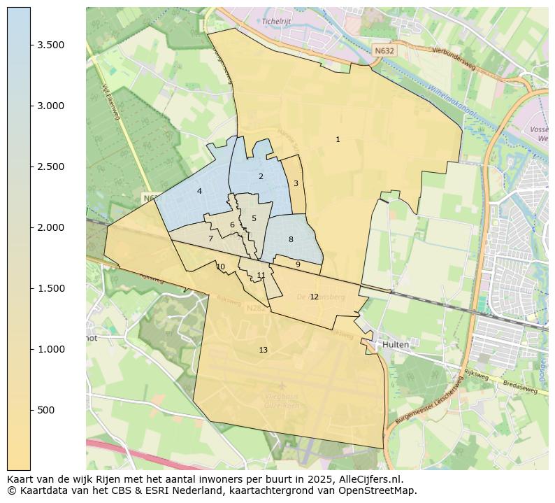 Afbeelding van de wijk Rijen op de kaart.
