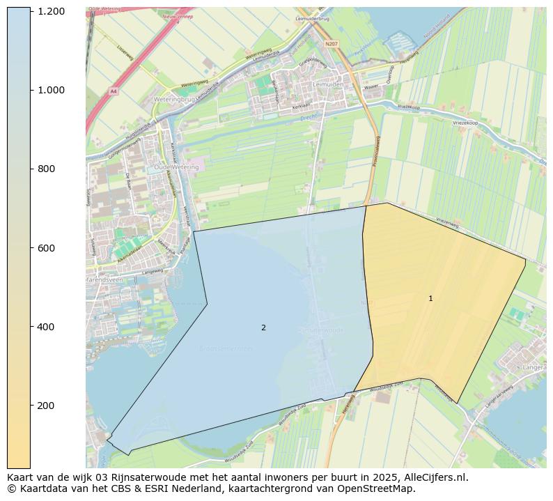 Afbeelding van de wijk Rijnsaterwoude op de kaart.