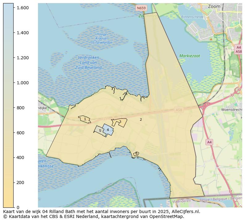 Afbeelding van de wijk Rilland-Bath op de kaart.