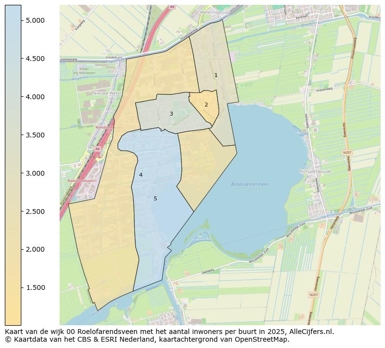 Afbeelding van de wijk Roelofarendsveen op de kaart.