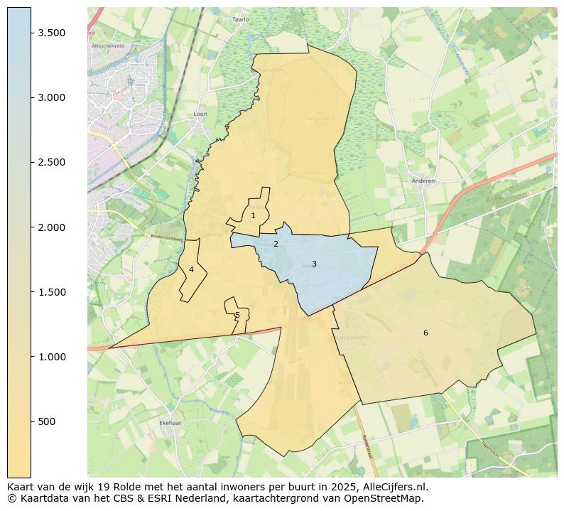 Afbeelding van de wijk Rolde op de kaart.