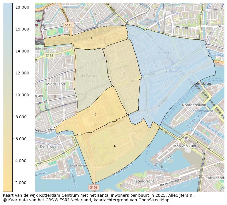 Afbeelding van de wijk Rotterdam Centrum op de kaart.