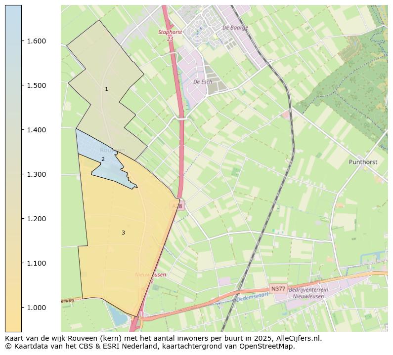 Afbeelding van de wijk Rouveen (kern) op de kaart.