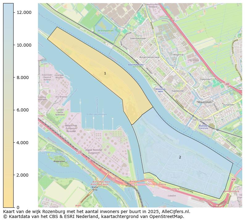 Afbeelding van de wijk Rozenburg op de kaart.
