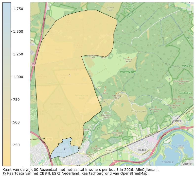 Afbeelding van de wijk Rozendaal op de kaart.