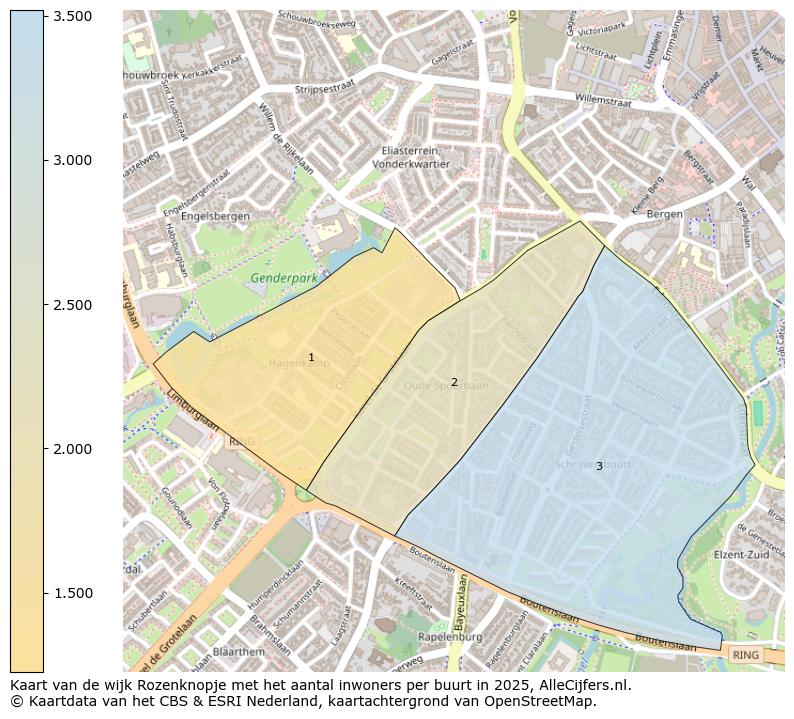 Afbeelding van de wijk Rozenknopje op de kaart.