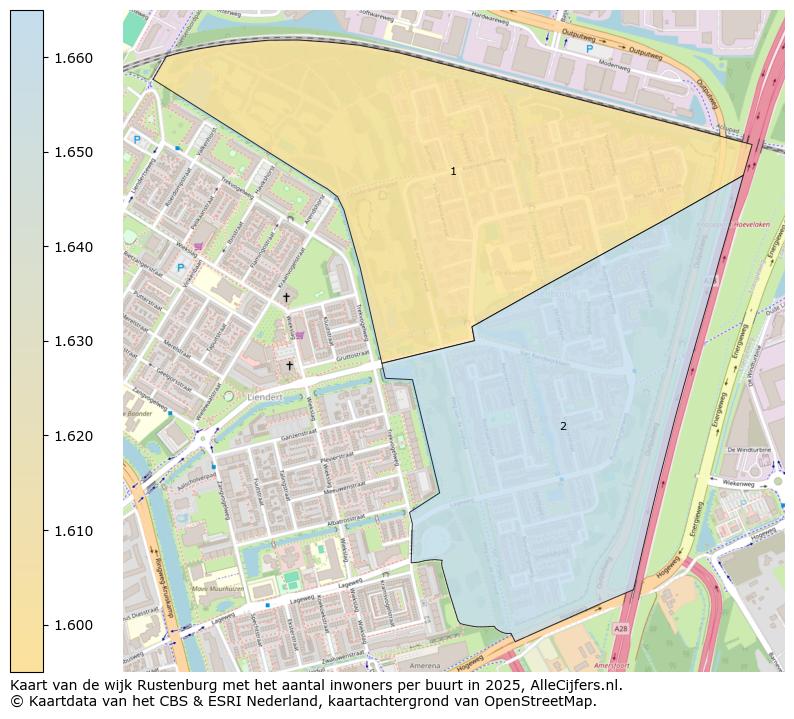 Afbeelding van de wijk Rustenburg op de kaart.
