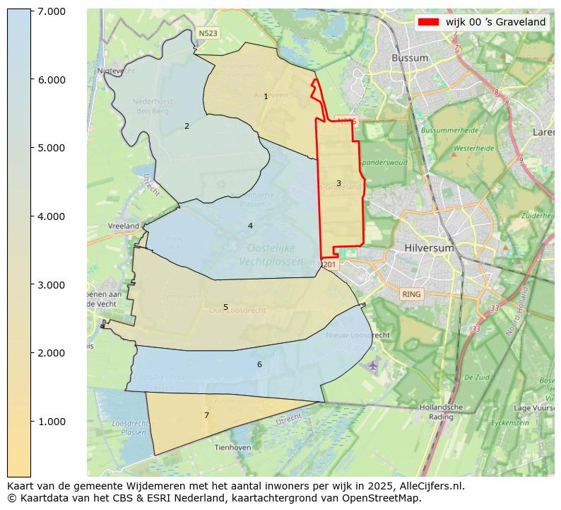 Afbeelding van de wijk ’s-Graveland op de kaart.
