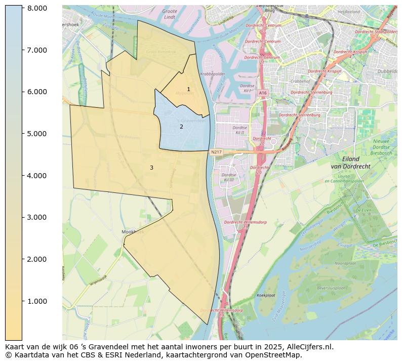 Afbeelding van de wijk ’s-Gravendeel op de kaart.