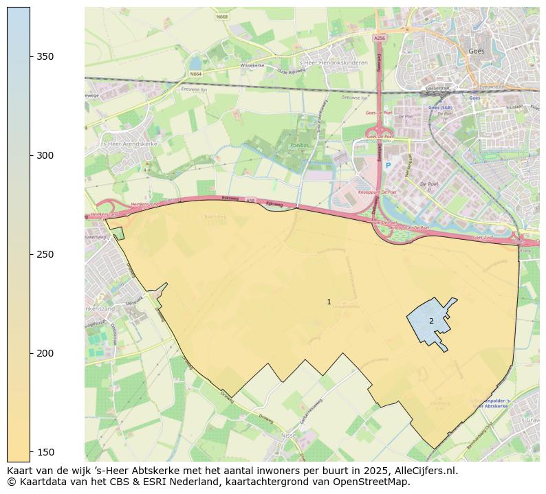 Afbeelding van de wijk ’s-Heer Abtskerke op de kaart.