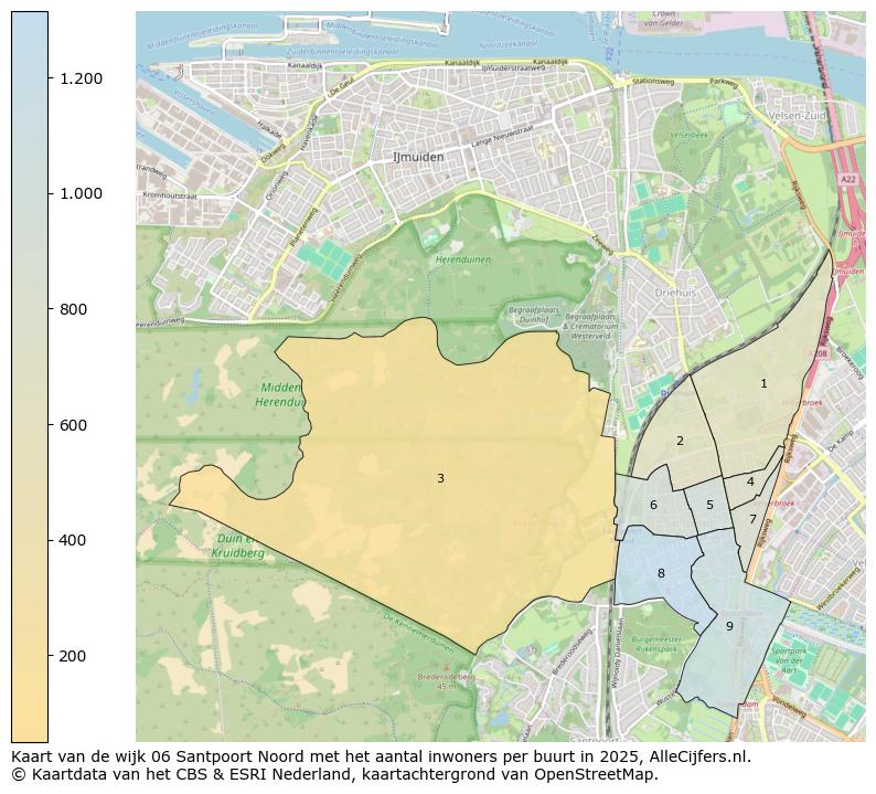Afbeelding van de wijk Santpoort-Noord op de kaart.
