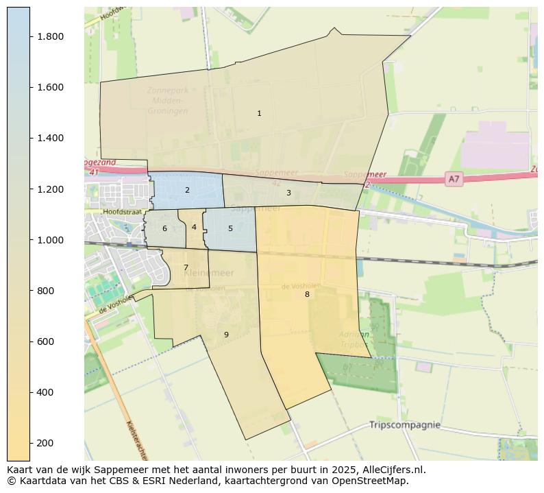 Afbeelding van de wijk Sappemeer op de kaart.