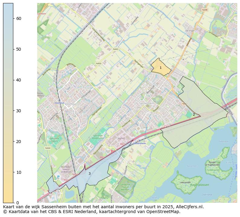 Afbeelding van de wijk Sassenheim buiten op de kaart.