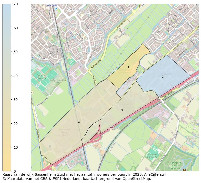Afbeelding van de wijk Sassenheim Zuid op de kaart.