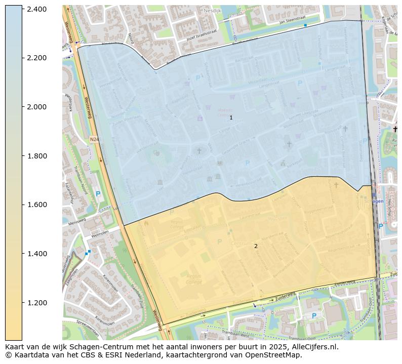 Afbeelding van de wijk Schagen-Centrum op de kaart.