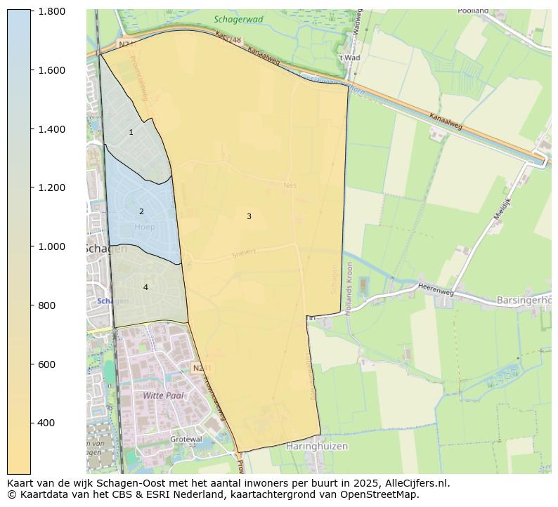 Afbeelding van de wijk Schagen-Oost op de kaart.