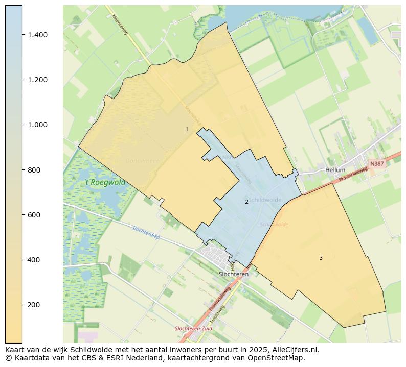 Afbeelding van de wijk Schildwolde op de kaart.