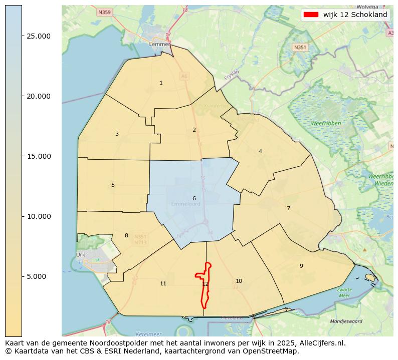 Afbeelding van de wijk Schokland op de kaart.