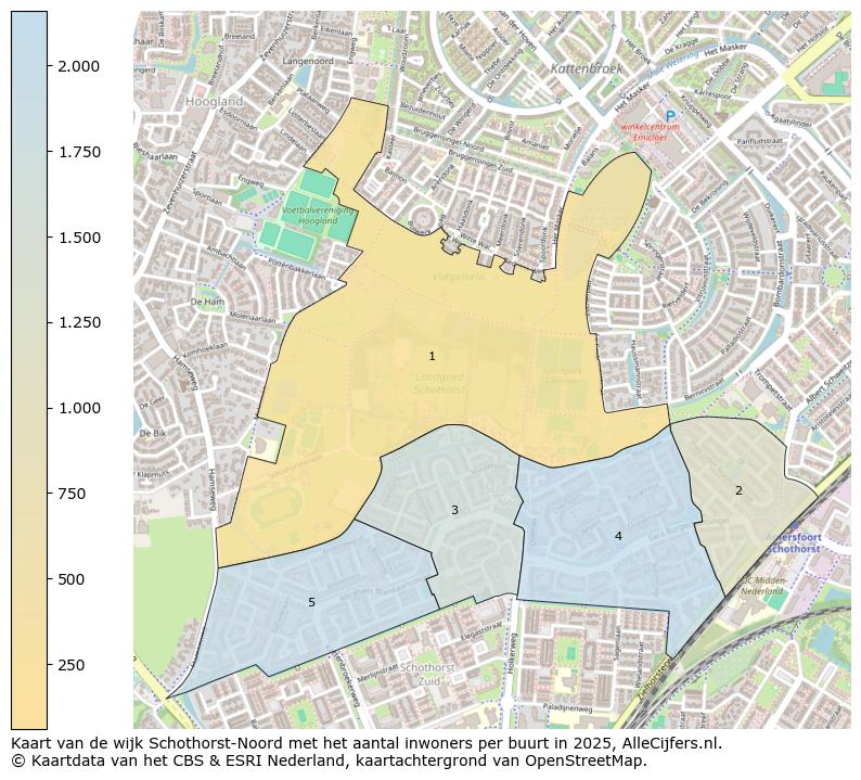 Afbeelding van de wijk Schothorst-Noord op de kaart.