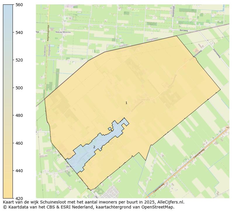 Afbeelding van de wijk Schuinesloot op de kaart.