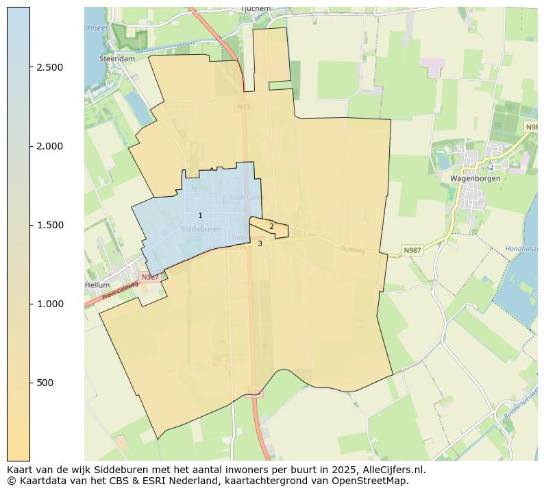 Afbeelding van de wijk Siddeburen op de kaart.