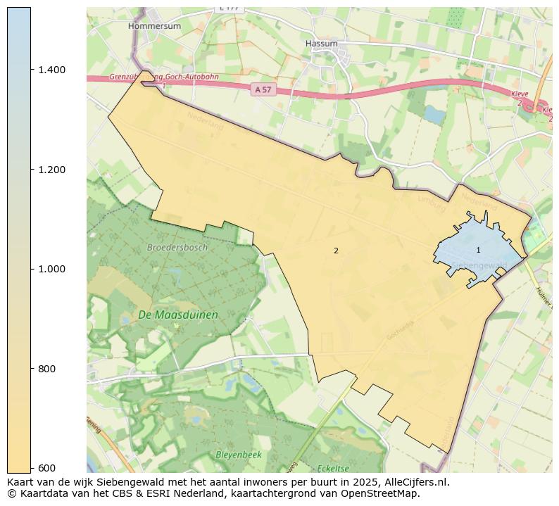 Afbeelding van de wijk Siebengewald op de kaart.