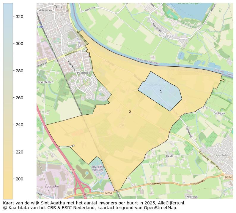 Afbeelding van de wijk Sint Agatha op de kaart.