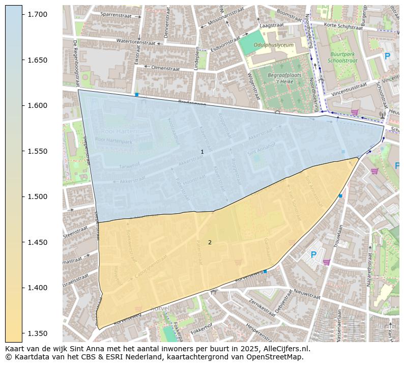Afbeelding van de wijk Sint Anna op de kaart.
