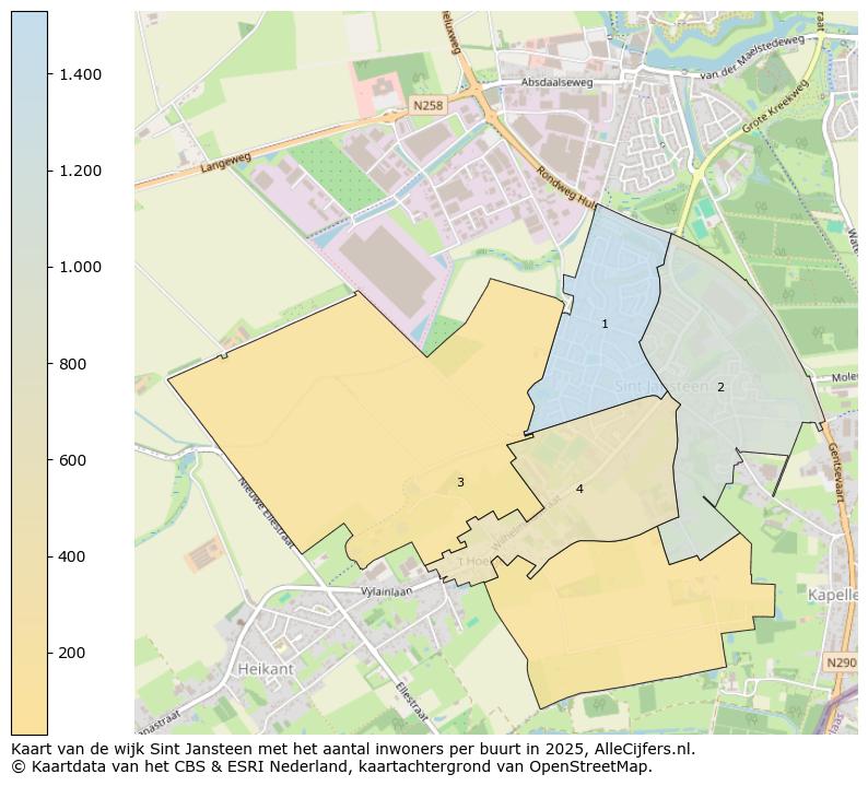 Afbeelding van de wijk Sint Jansteen op de kaart.
