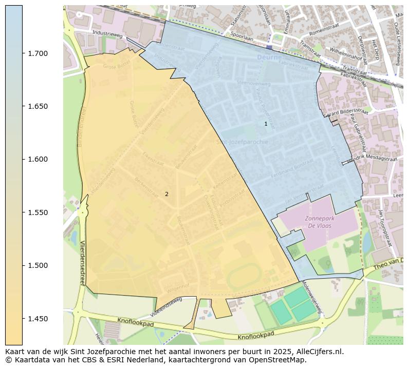 Afbeelding van de wijk Sint Jozefparochie op de kaart.