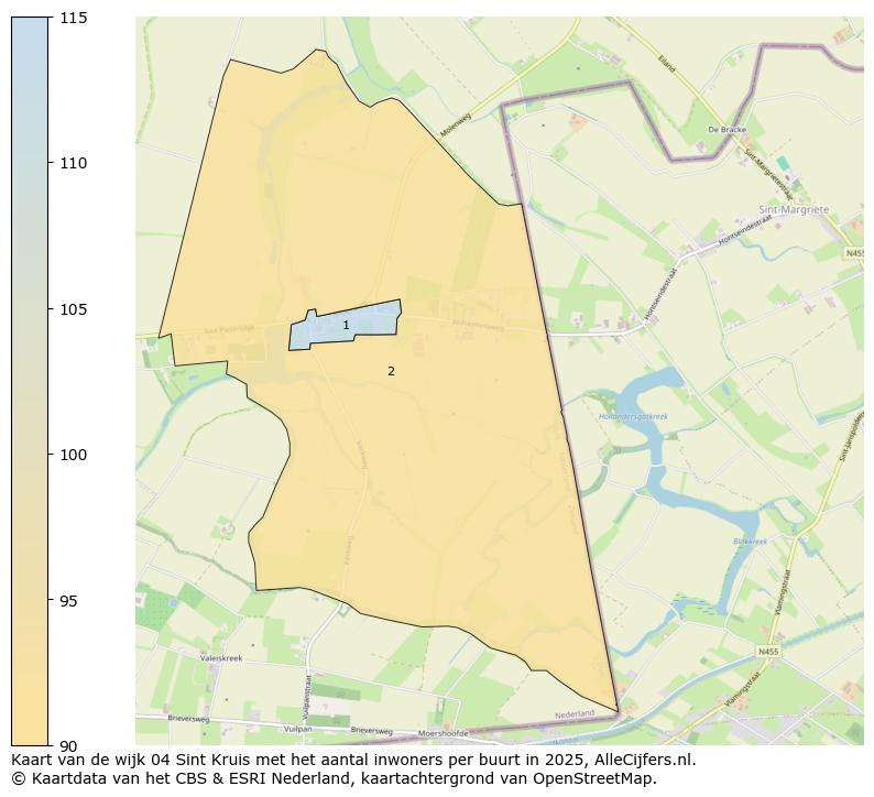 Afbeelding van de wijk Sint Kruis op de kaart.