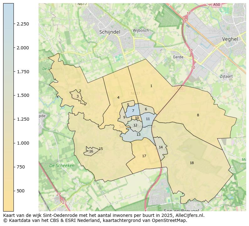 Afbeelding van de wijk Sint-Oedenrode op de kaart.
