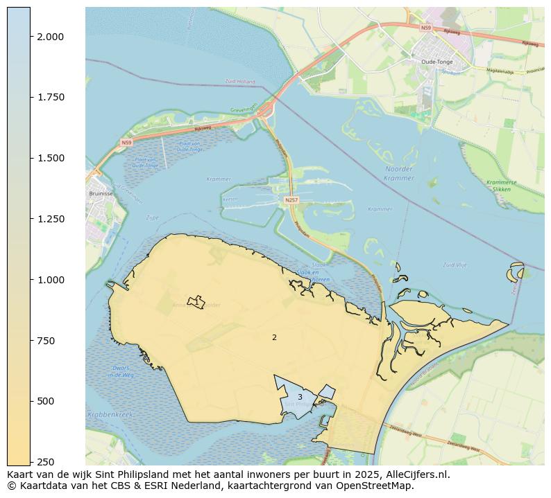 Afbeelding van de wijk Sint Philipsland op de kaart.