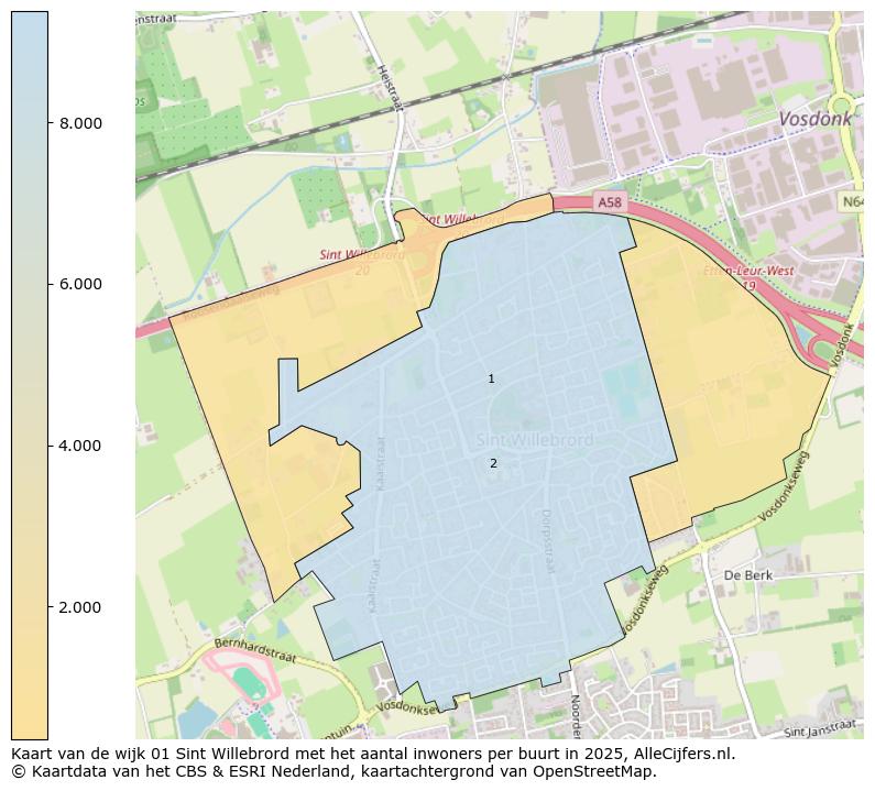 Afbeelding van de wijk Sint Willebrord op de kaart.