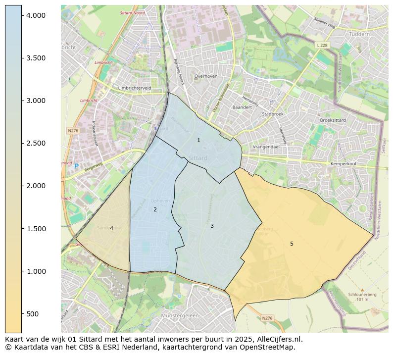Afbeelding van de wijk Sittard op de kaart.