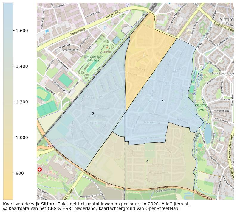 Afbeelding van de wijk Sittard-Zuid op de kaart.