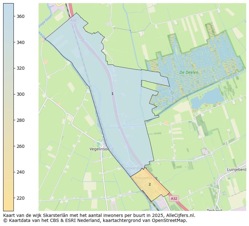 Afbeelding van de wijk Skarsterlân op de kaart.