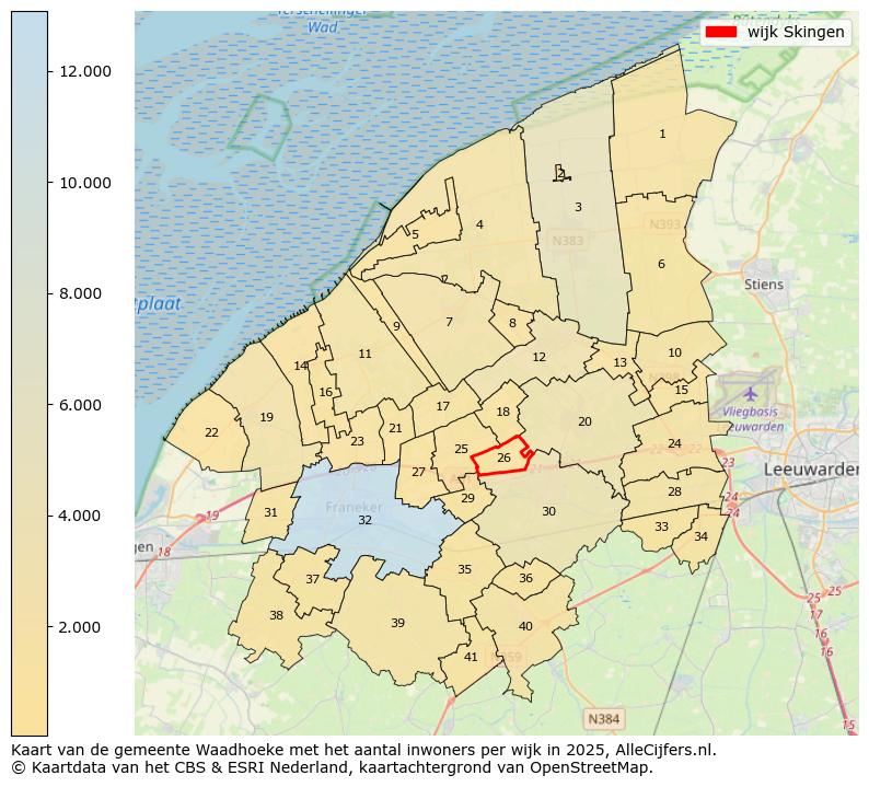 Afbeelding van de wijk Skingen op de kaart.