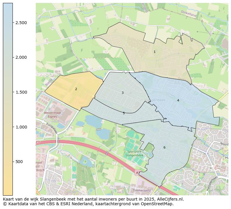 Afbeelding van de wijk Slangenbeek op de kaart.