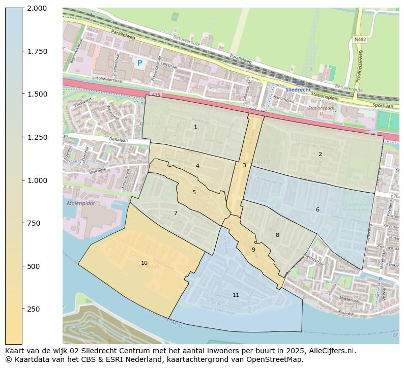 Afbeelding van de wijk Sliedrecht-Centrum op de kaart.