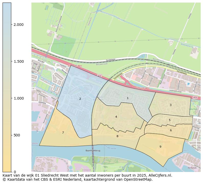 Afbeelding van de wijk Sliedrecht-West op de kaart.