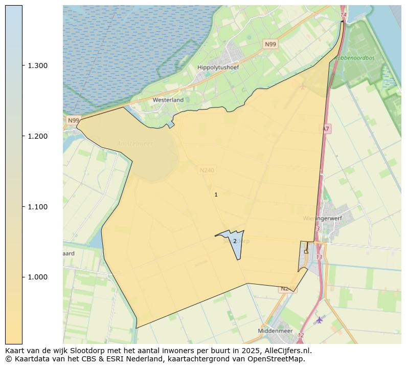 Afbeelding van de wijk Slootdorp op de kaart.